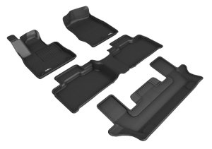 Ford Explorer Floor Mats - Front + Rear - 3D MAXpider - Kagu - Black - `20-`21 Ford Explorer Floor Mats - Front + Rear - 3D MAXpider - Kagu - Black - `20-`21